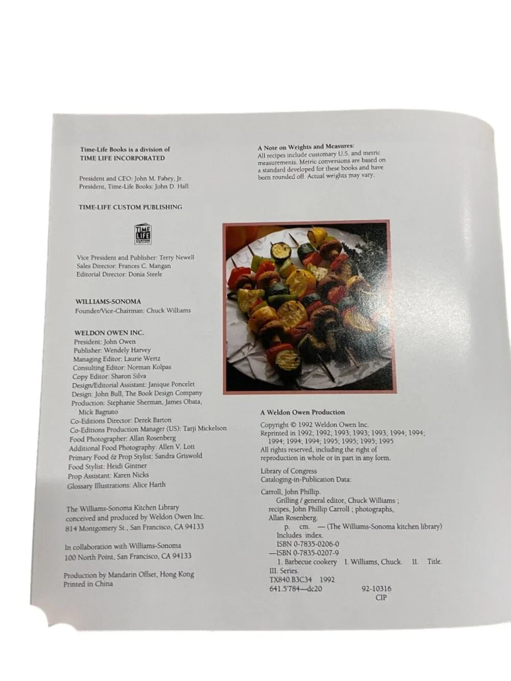 Williams-Sonoma Kitchen Library Grilling Cookbook BBQ Recipes Time-Life HC 1995